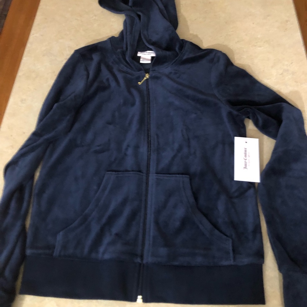 Juicy couture zip up sweater in navy blue